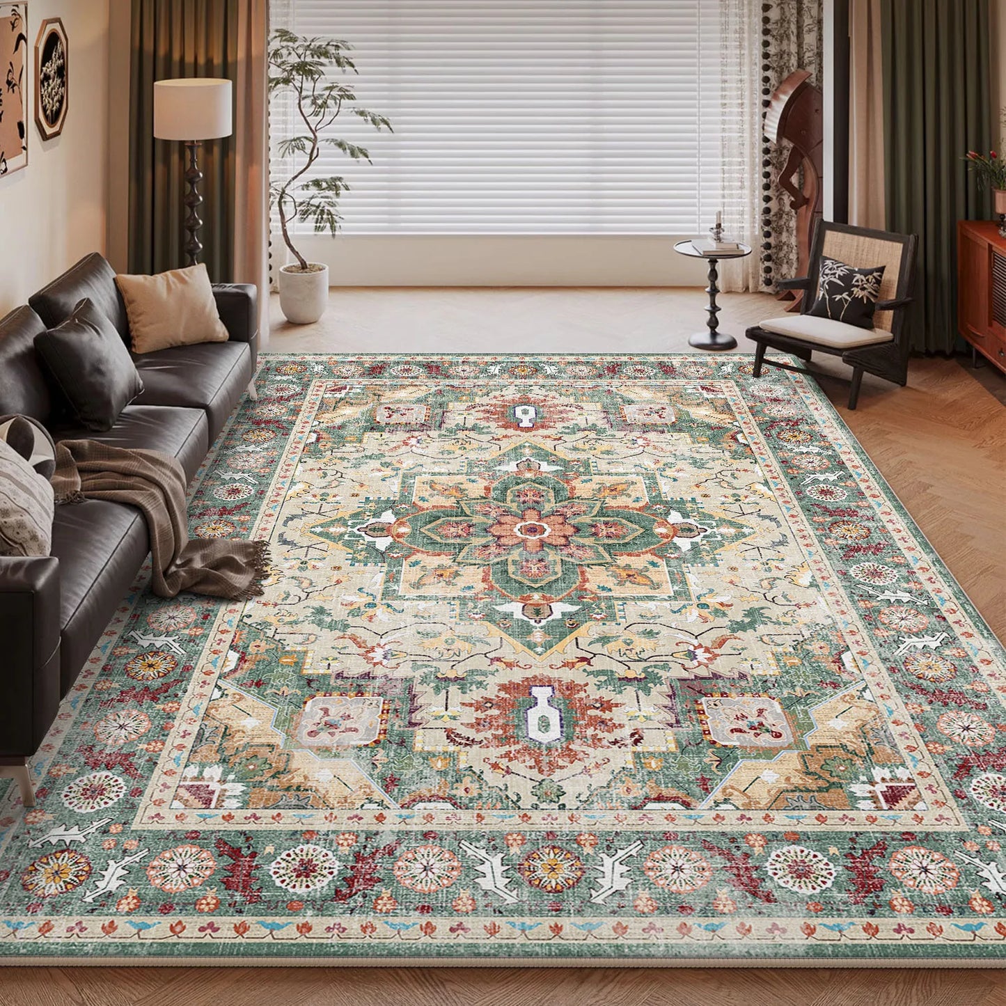 NONEDesign Vintage Persian Style Living Room Machine Washable Rug