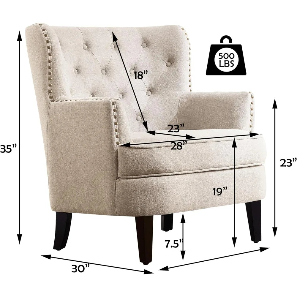 DAFIFY Harris Velvet Upholstered Club Chair Tufted Wingback