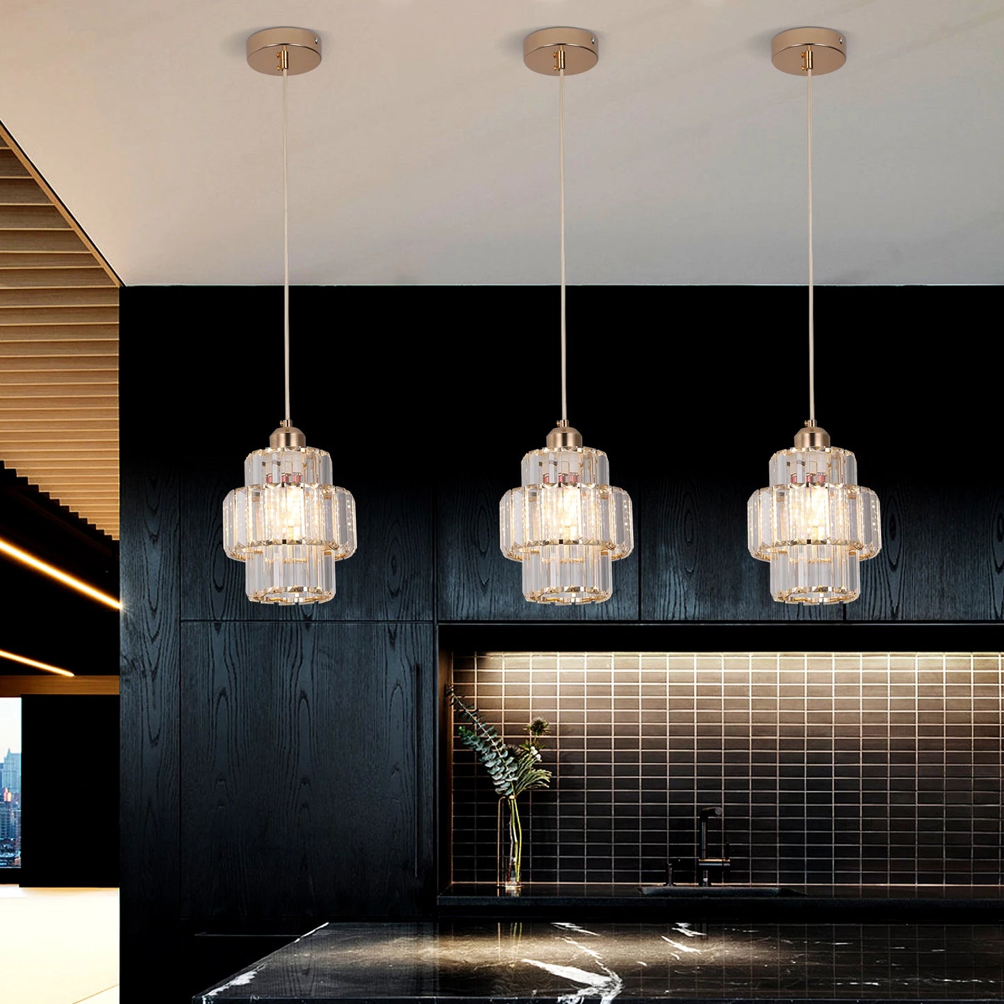 VETRULUSBullb LED Crystal Pendant Light Chandelier Modern