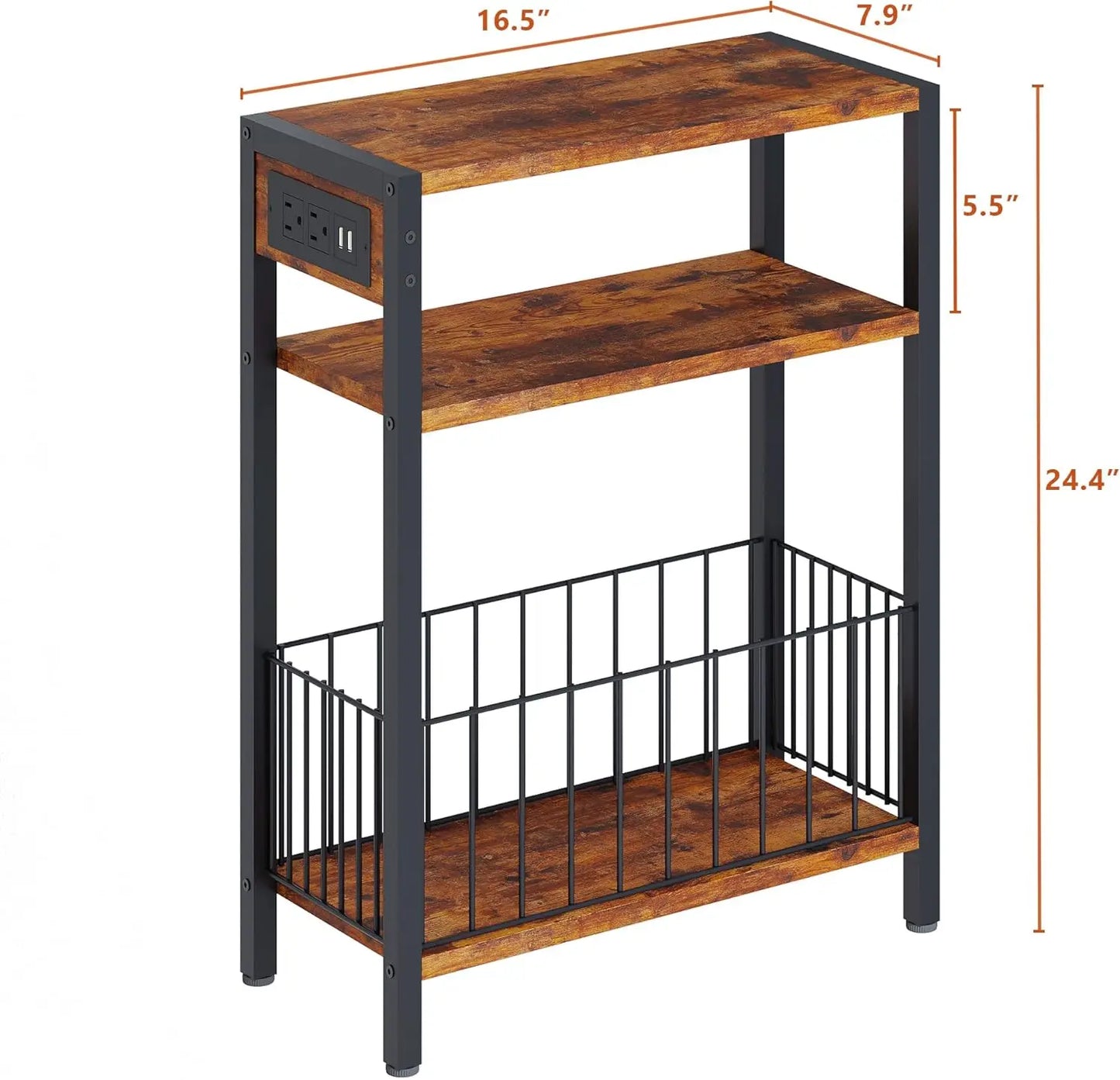 General Narrow Side Table With Charging Station Set