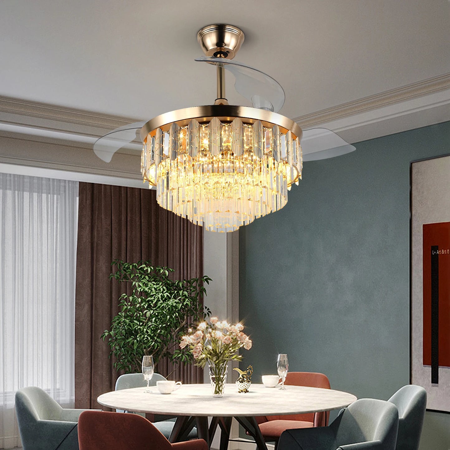 Vetrulus Modern Led Ceiling Fan With Remote And Light