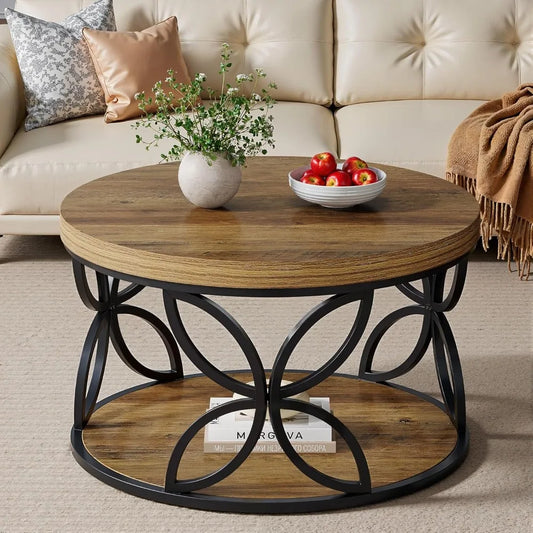 Round Coffee Table With Storage Living Room Center Table