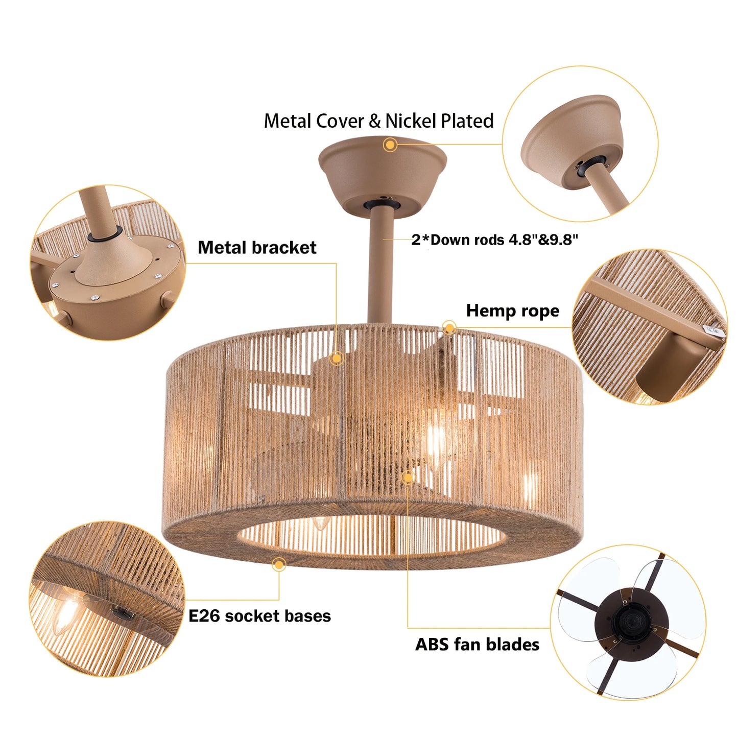 Hign-concerned Caged Invisible Ceiling Fan And Light Remote