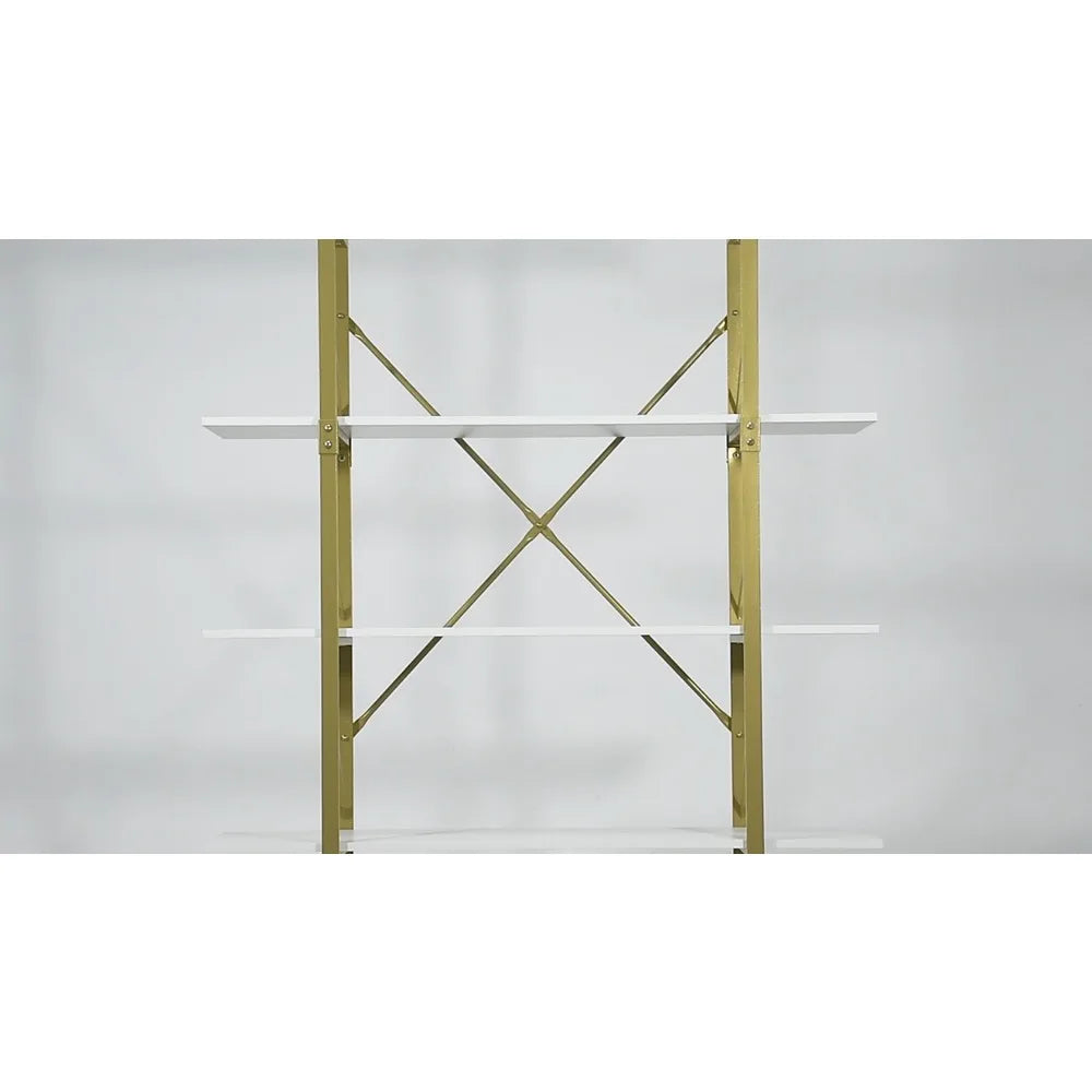 5-Tier Open Bookshelf Etagere Modern MDF Metal Storage Rack