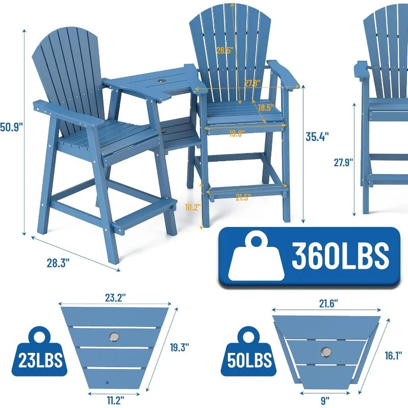 High-concerned Tall Adirondack Chair Set of 2 All Weather HDPE