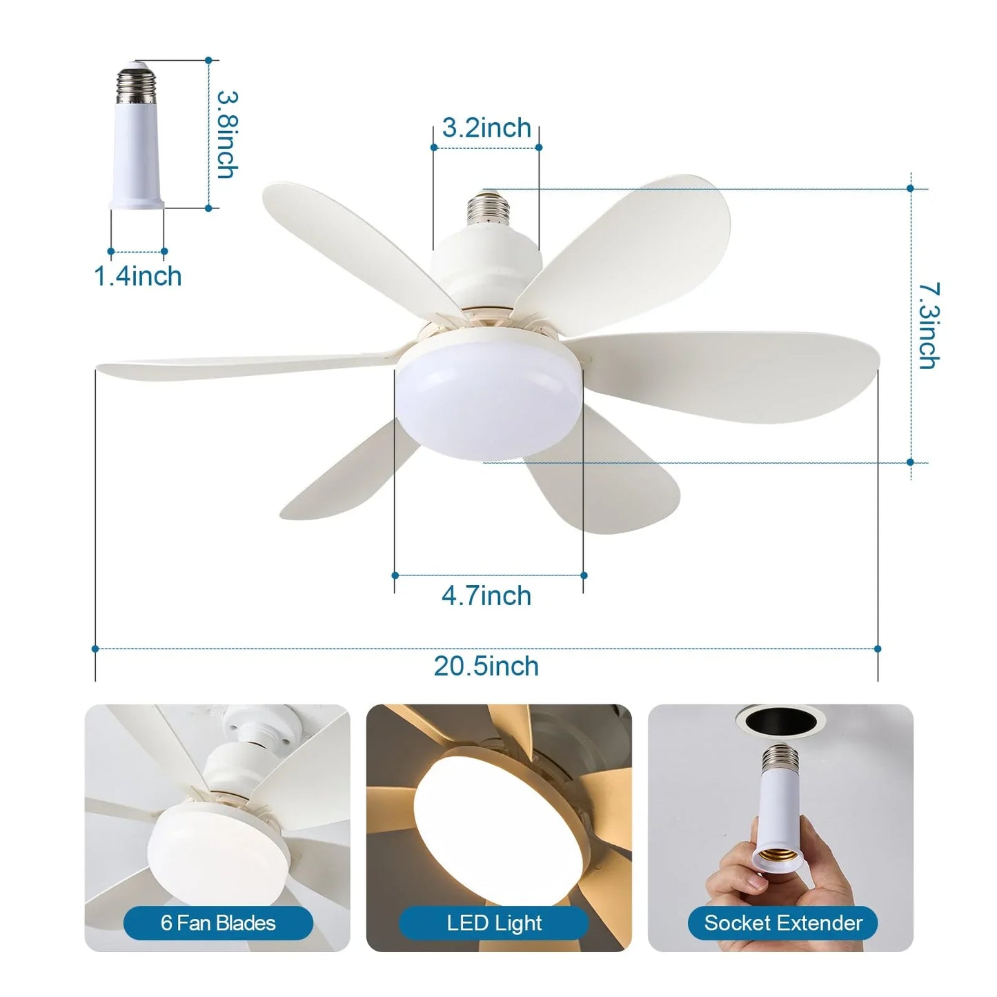 E27 LED Ceiling Fan Light with Remote Control Dimmable by M Brand