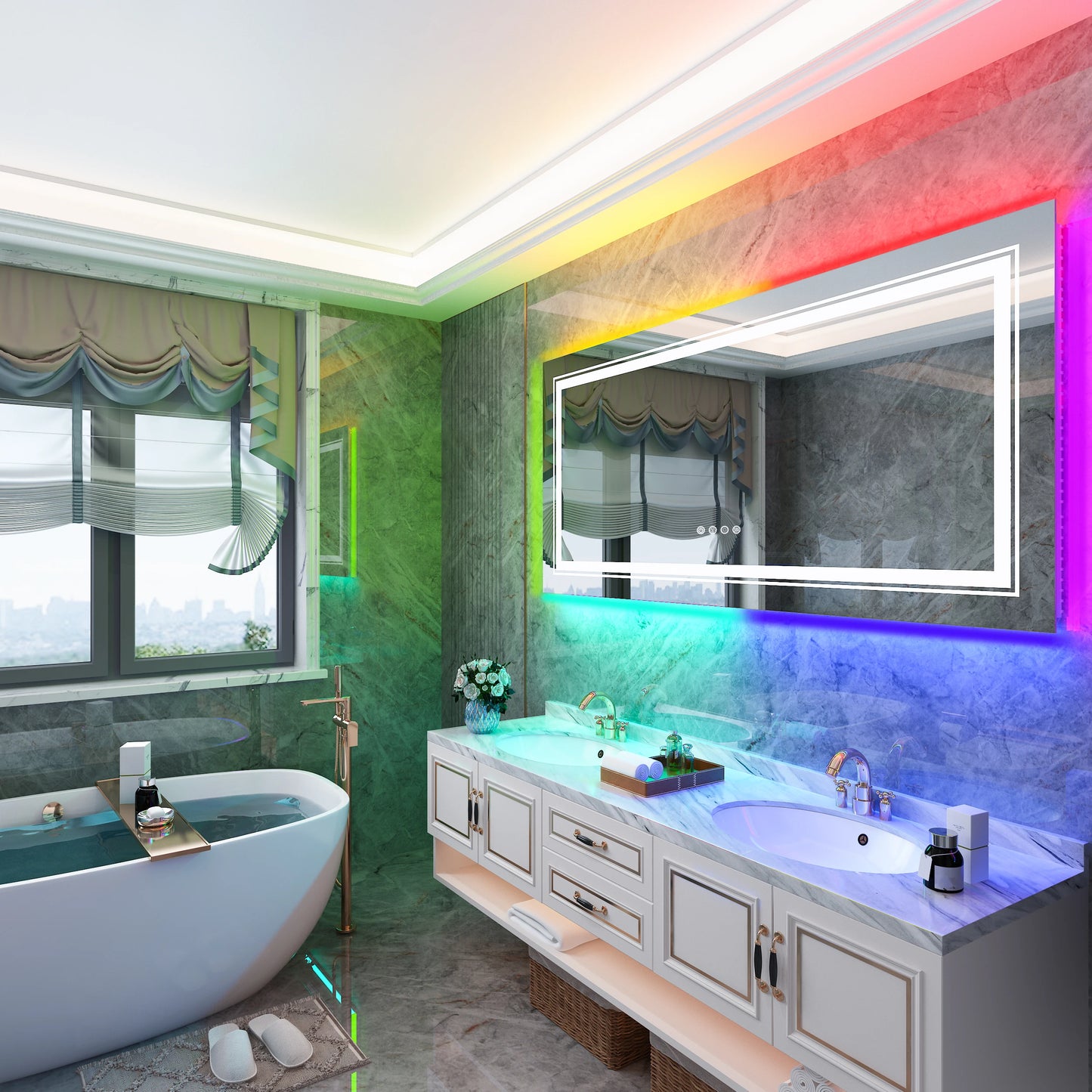 Wisfor LED Vanity Mirror RGB Backlit Anti Fog Dimmable