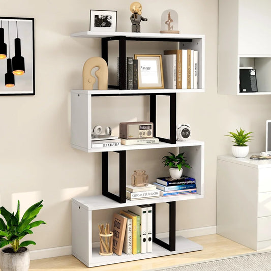 Neet Designs Emporium 5 Tier S Shaped Wood Bookcase Modern