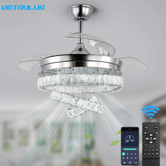 VETRULUS Remote Ceiling Fan With LED Light BLDC Chandelier