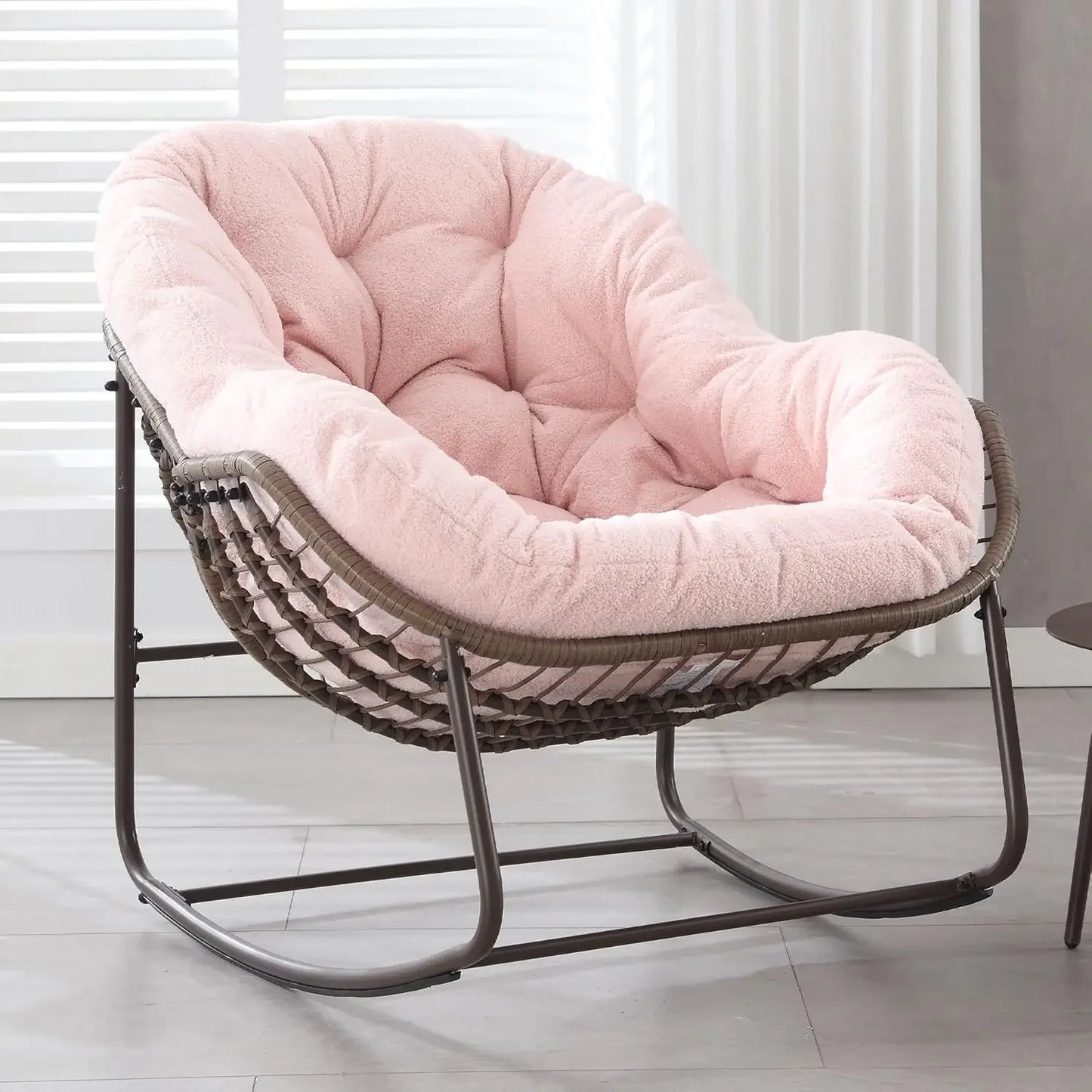 GUANGBAI Oversized Papasan Rocking Chair Padded Cushion