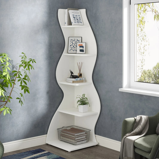 Tribesigns Corner Shelf Modern 5 Tier Bookshelf Plant Stand