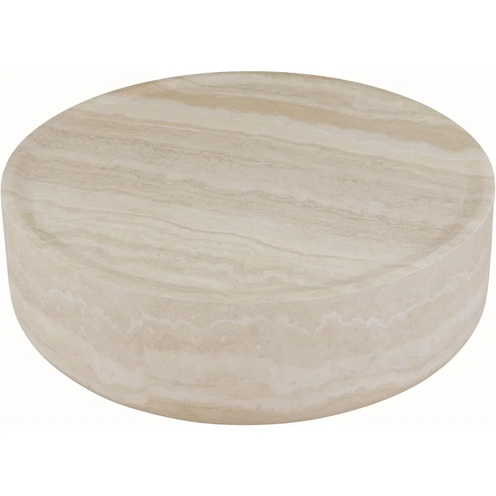 HUANZHUANG Faux Mars Pattern Round Coffee Table Living Room