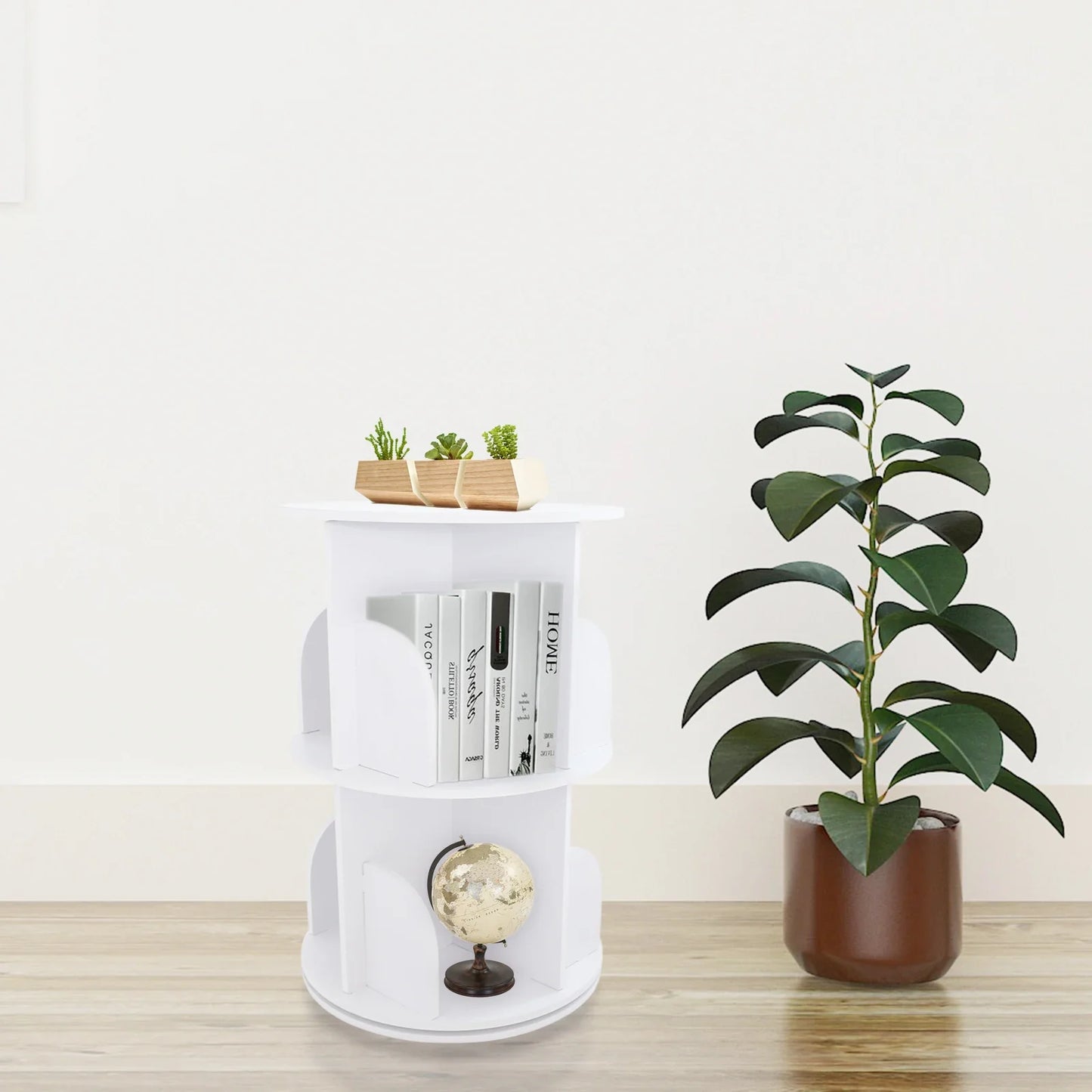 Hign-concerned 360 Rotating Bookcase Multi-Tier Space Saver