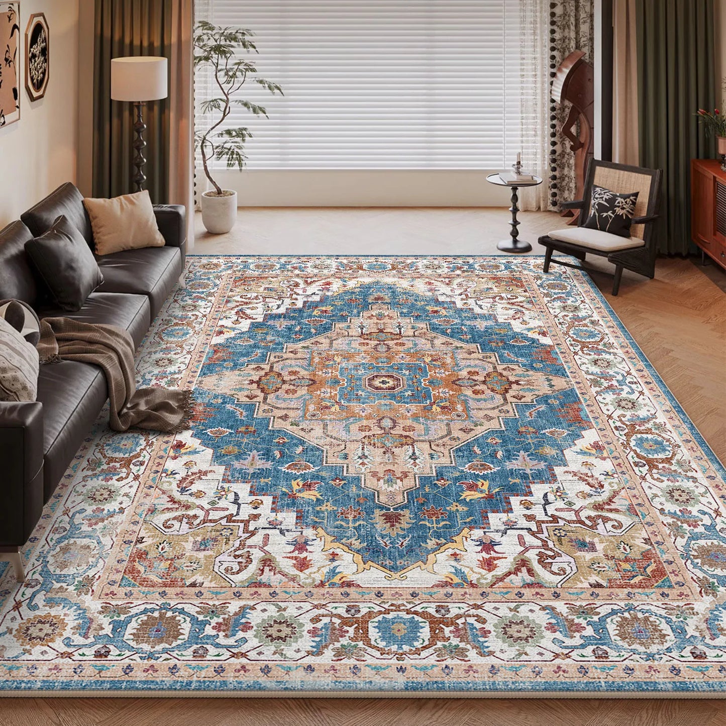 NONEDesign Vintage Persian Style Living Room Machine Washable Rug