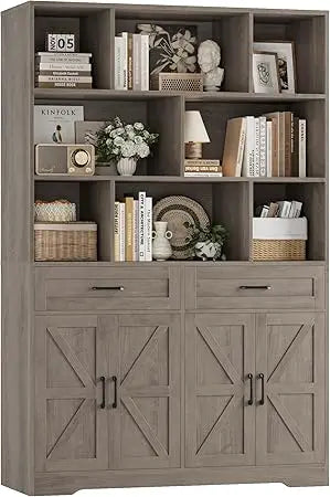 Hostack Six Tier Bookcase With Drawers And Doors Storage