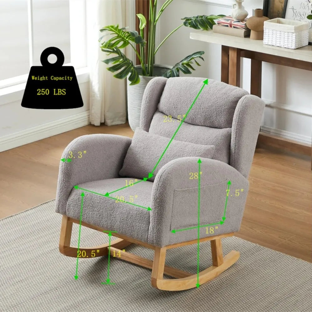 DAFIFY Teddy Rocking Glider Chair Upholstered Wingback