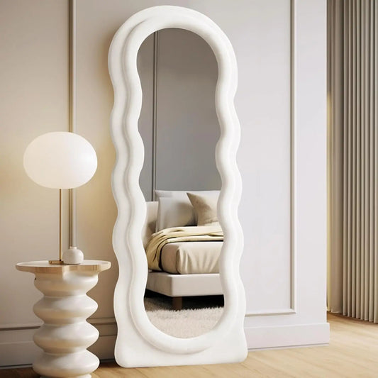 Guangbai Arched Wavy Full Body Mirror Flannel Frame