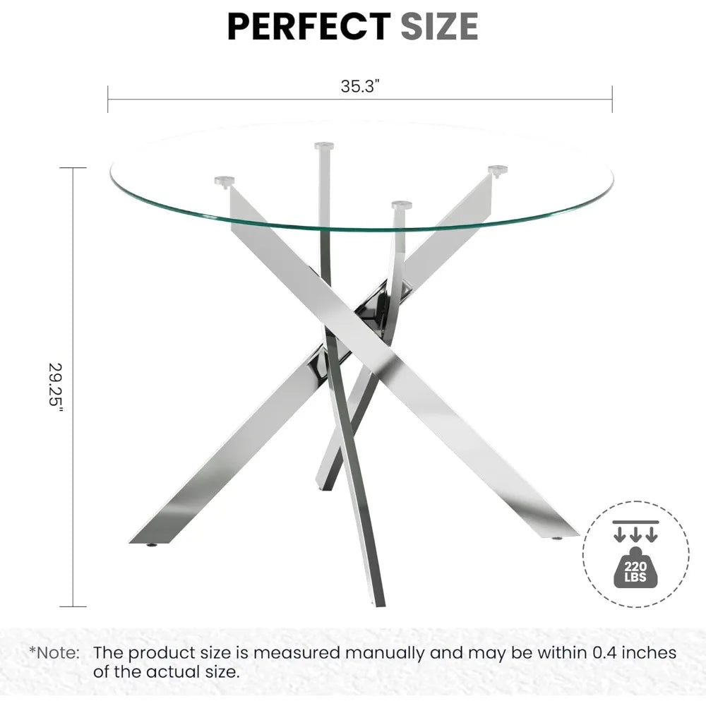 Tangxu Glass Dining Table With Chromed Legs Kitchen