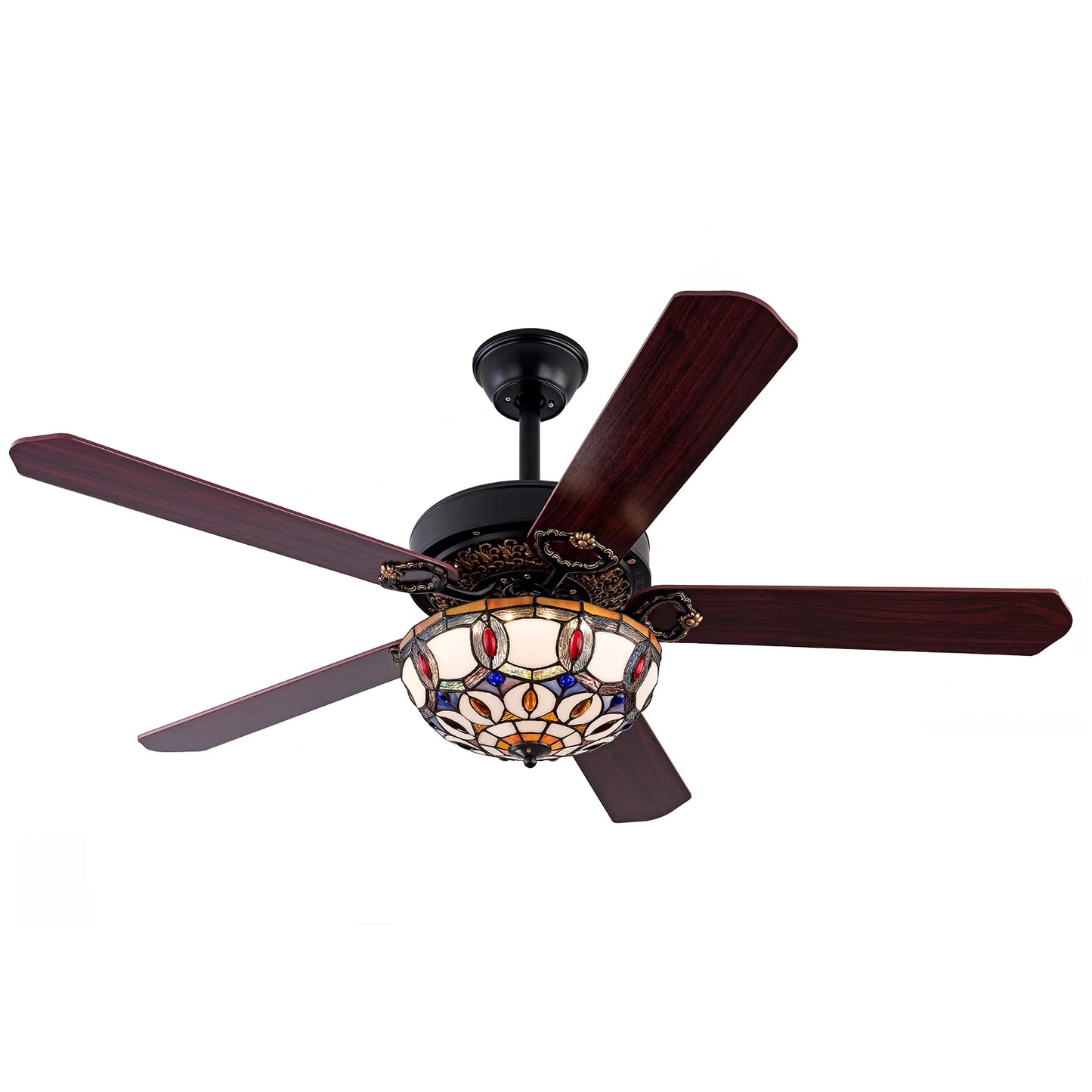 Bymaocar Tiffany Ceiling Fan With Remote Control Three Lights