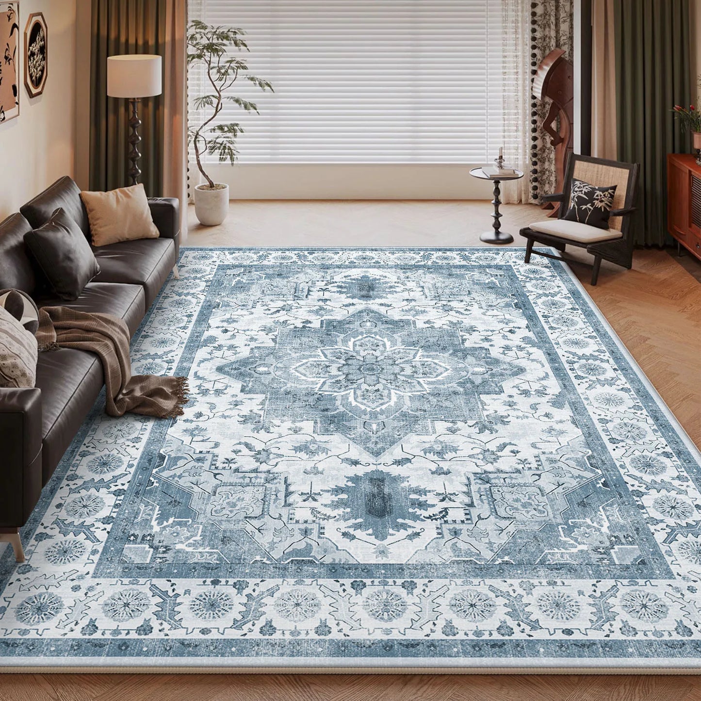 NONEDesign Vintage Persian Style Living Room Machine Washable Rug