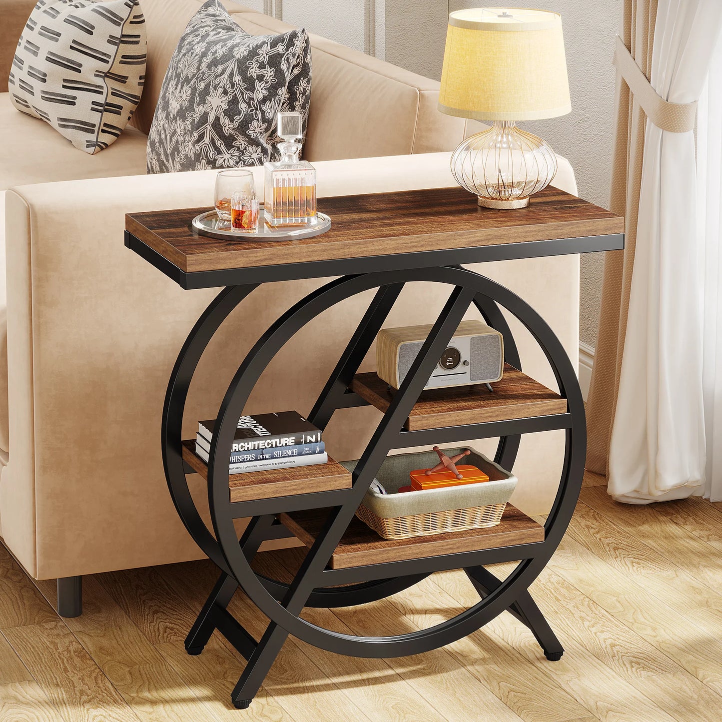 Tribesigns End Table Three Tier With Geometric Metal Frame