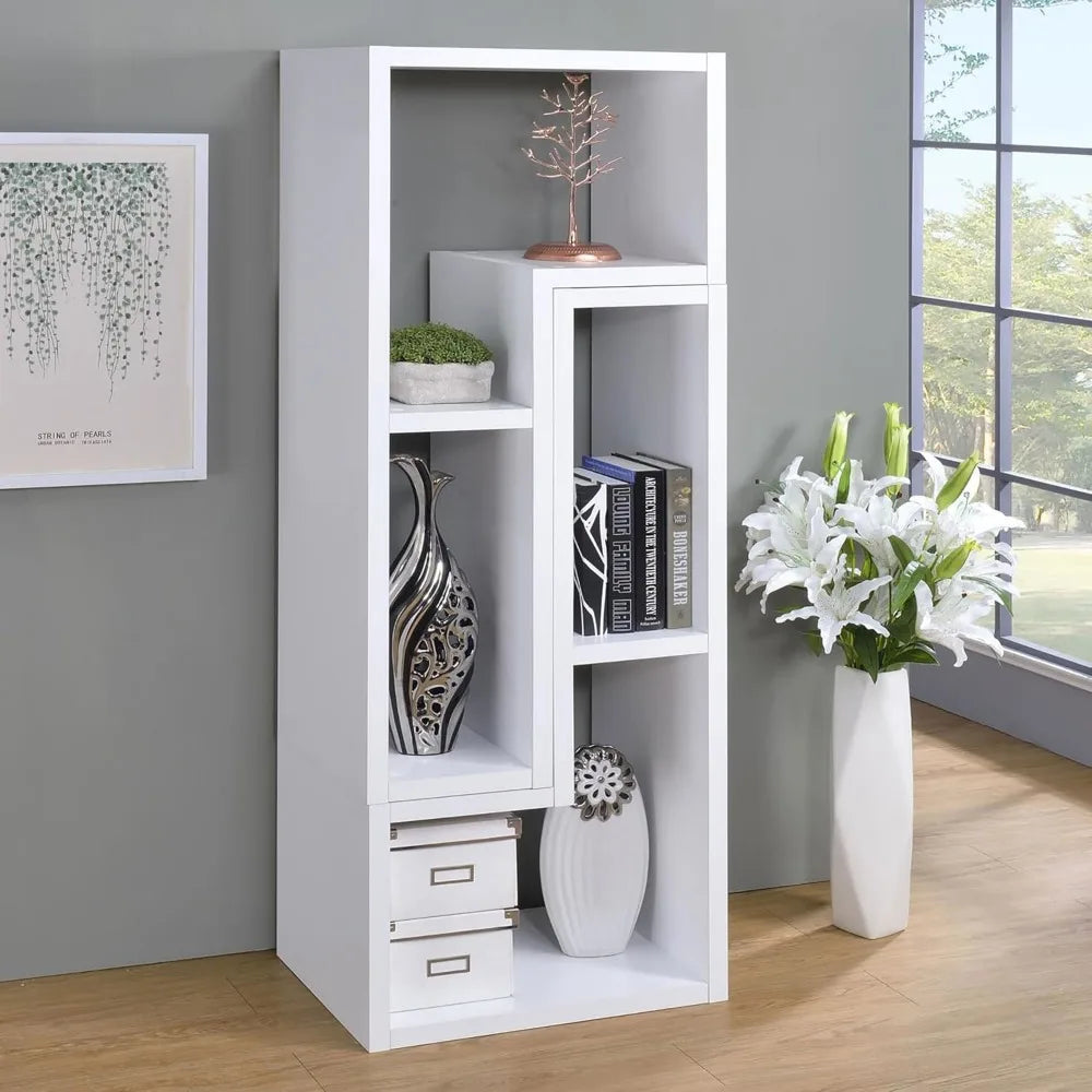 Nirvaer Convertible L Shape Bookcase Five Open Shelves