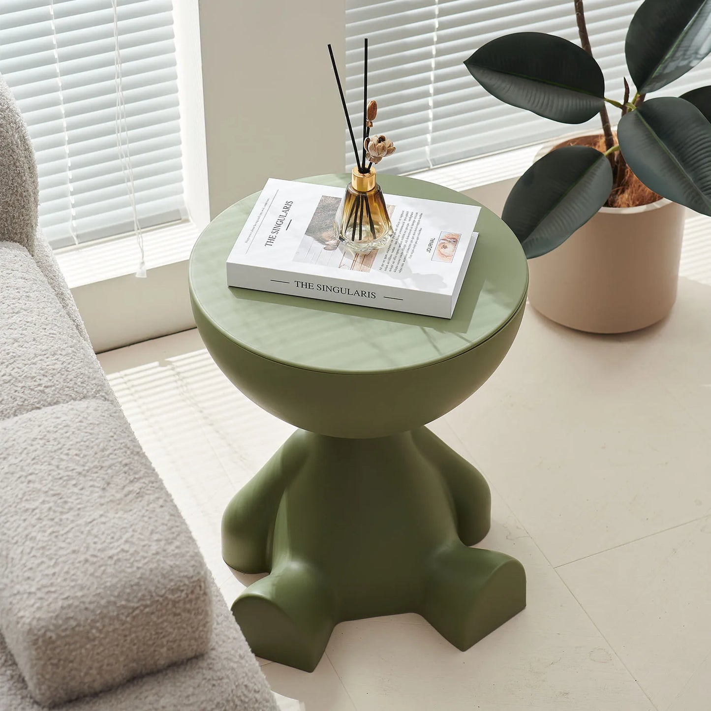 Wedyvko Round Matte Coffee Table With Storage Rack