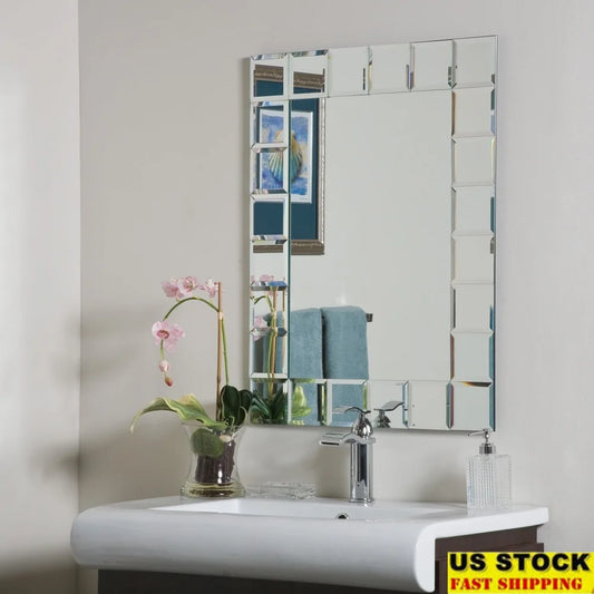 DUTRIEUX Modern Frameless Beveled Wall Mirror For Bathroom