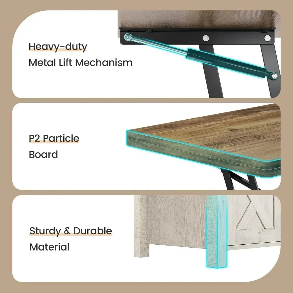 General Use Lift Top Coffee Table Hidden Compartment