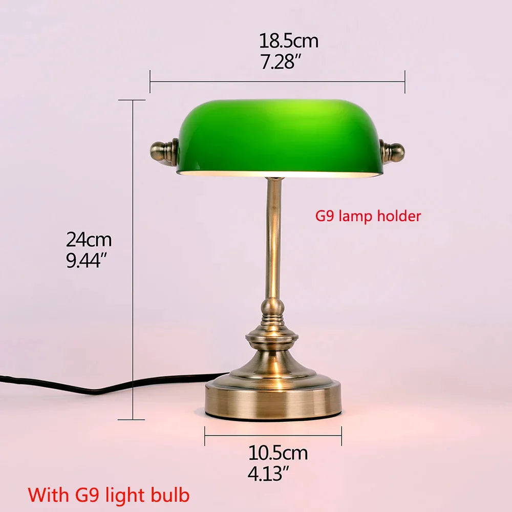 Glass Banker Desk Lamp With E27 E26 Socket Switches