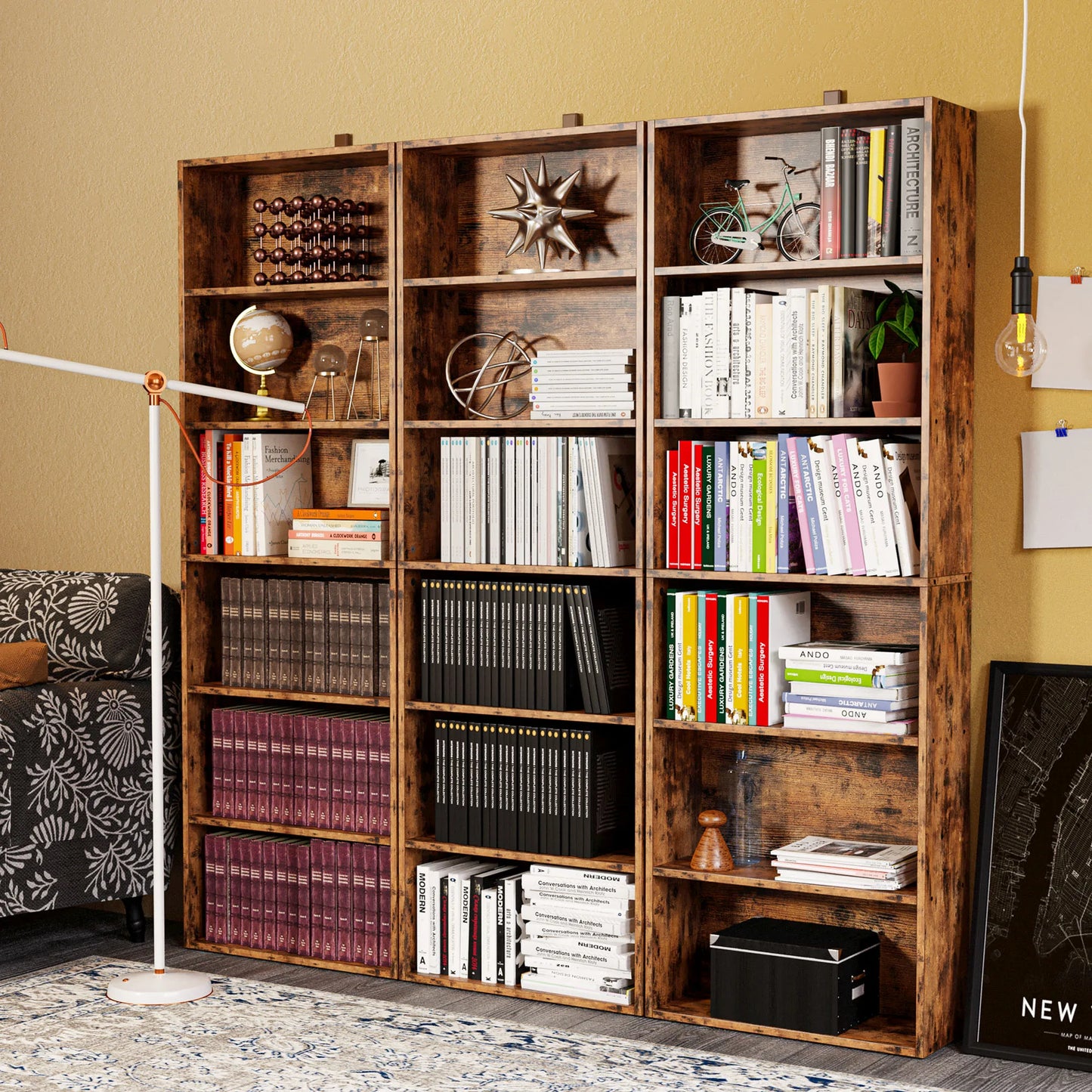 IRONCK Industrial Floor Standing Bookcase Multiple Shelves