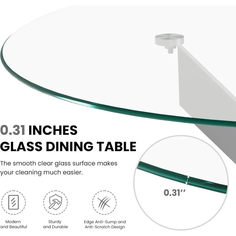 Tangxu Glass Dining Table With Chromed Legs Kitchen