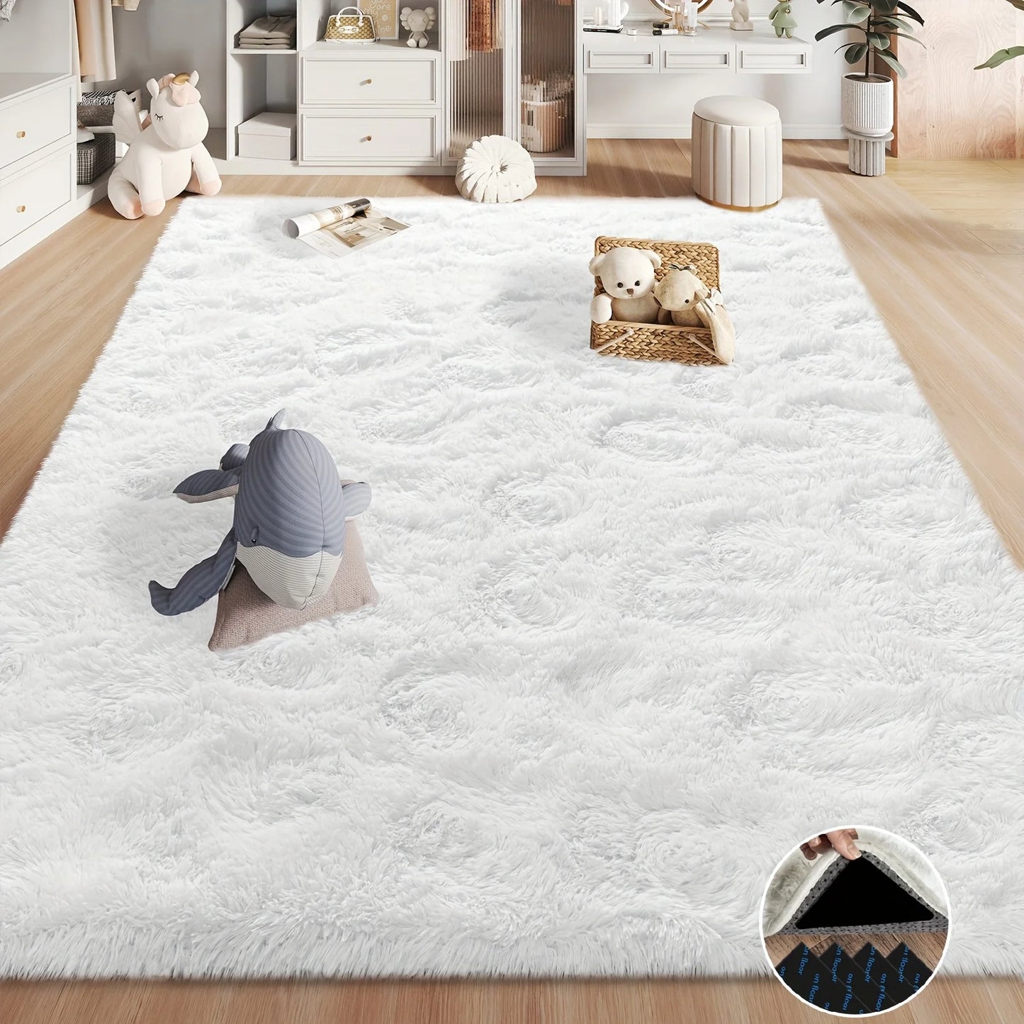 AUBUSSON Fluffy Shaggy Non Slip Rug For Living Room And Bedroom