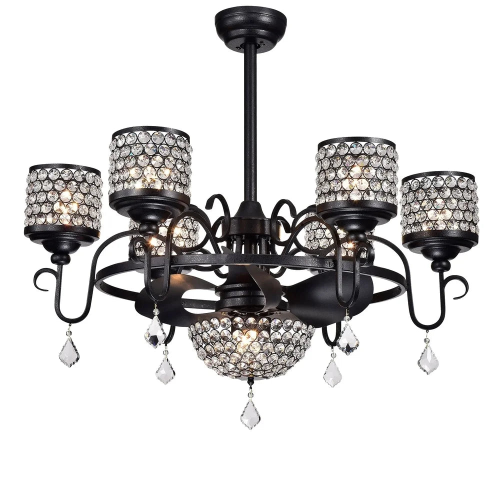 XMSJ Fandelier Crystal Ceiling Fan With Remote Control