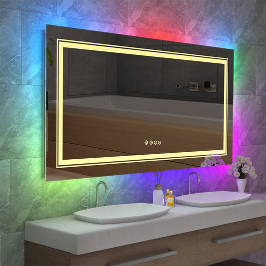 Wisfor LED Vanity Mirror RGB Backlit Anti Fog Dimmable