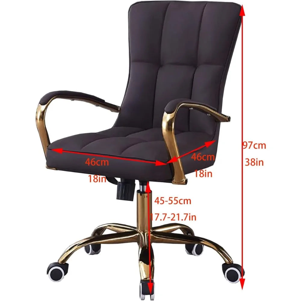 Ergonomic Adjustable Swivel Office Chair With Leather Armrests