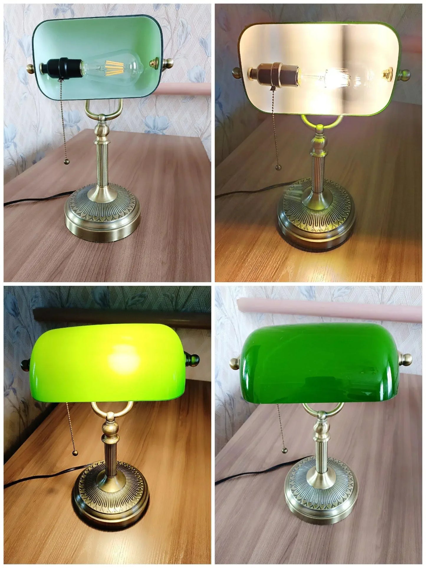 Newrays Glass Banker’s Desk Lamp with Zipper Switch