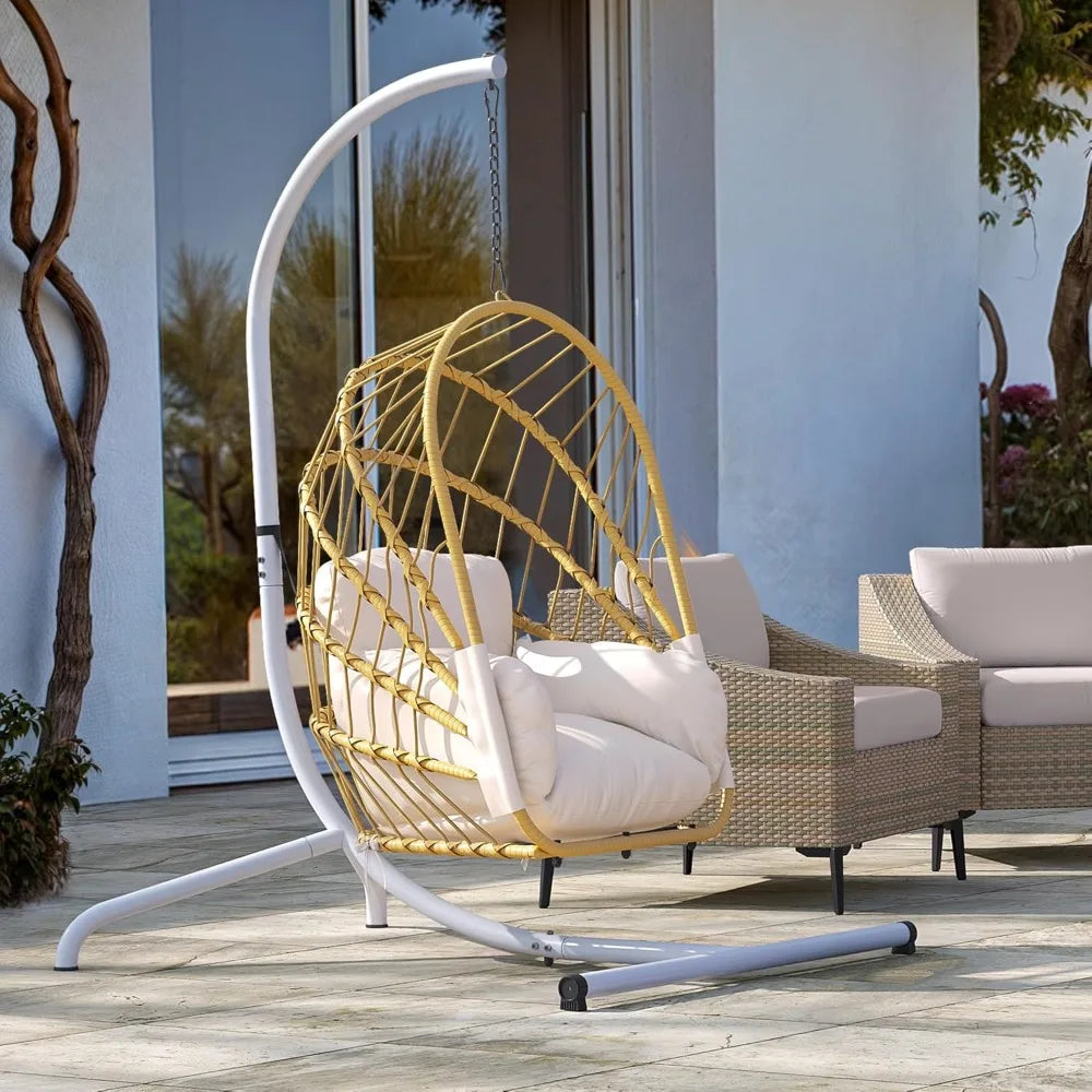 DAFIFY Hanging Egg Chair With Stand Rattan Wicker Swing