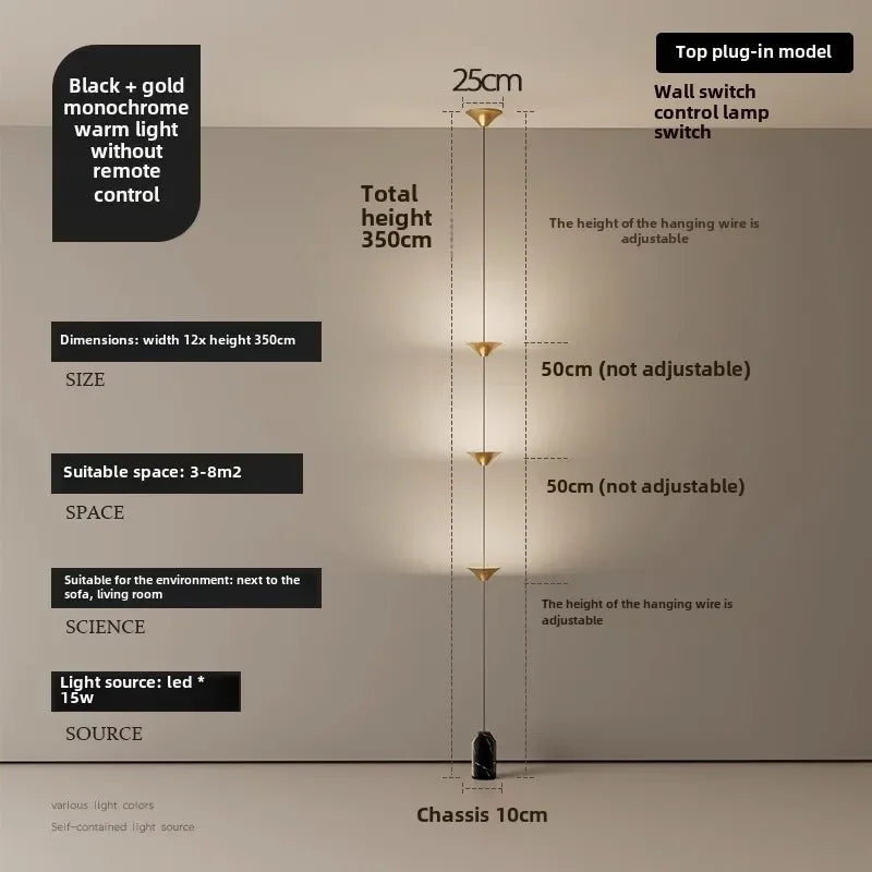 CCC 3 Heads Minimalist Floor Lamp for Living Room Hallway