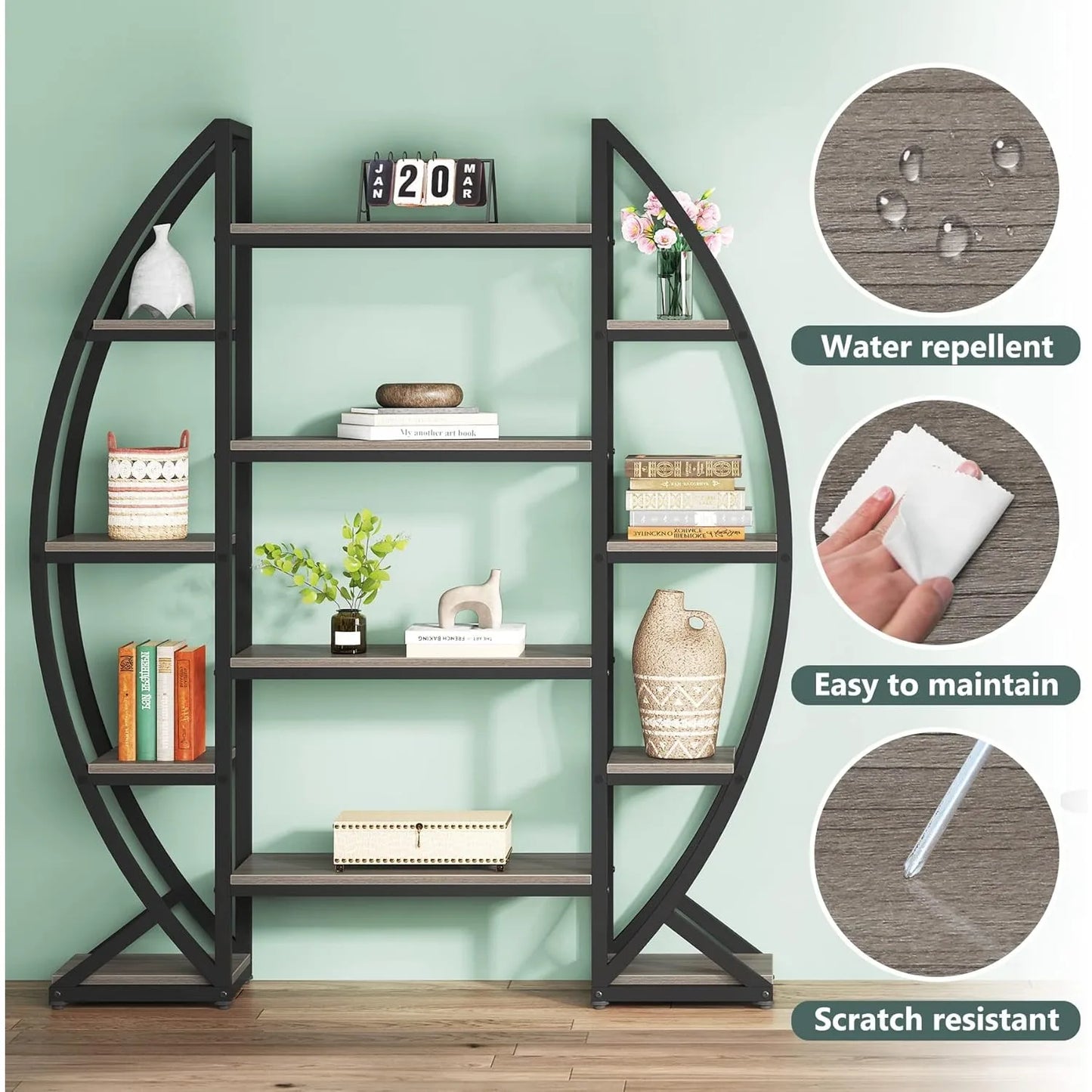 Little Tree Oval Triple Wide Industrial Bookshelf Etagere