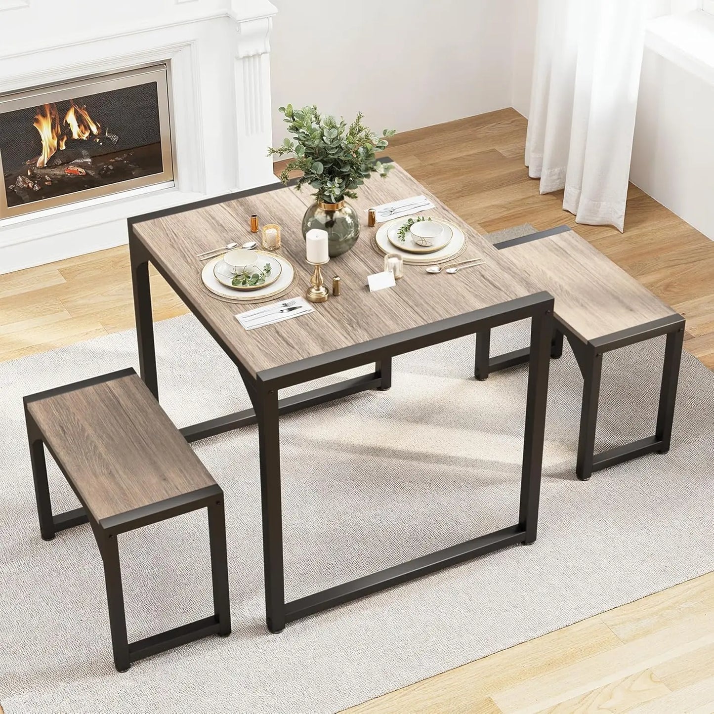 Hign-concerned Dining Table Set For 4 With Benches