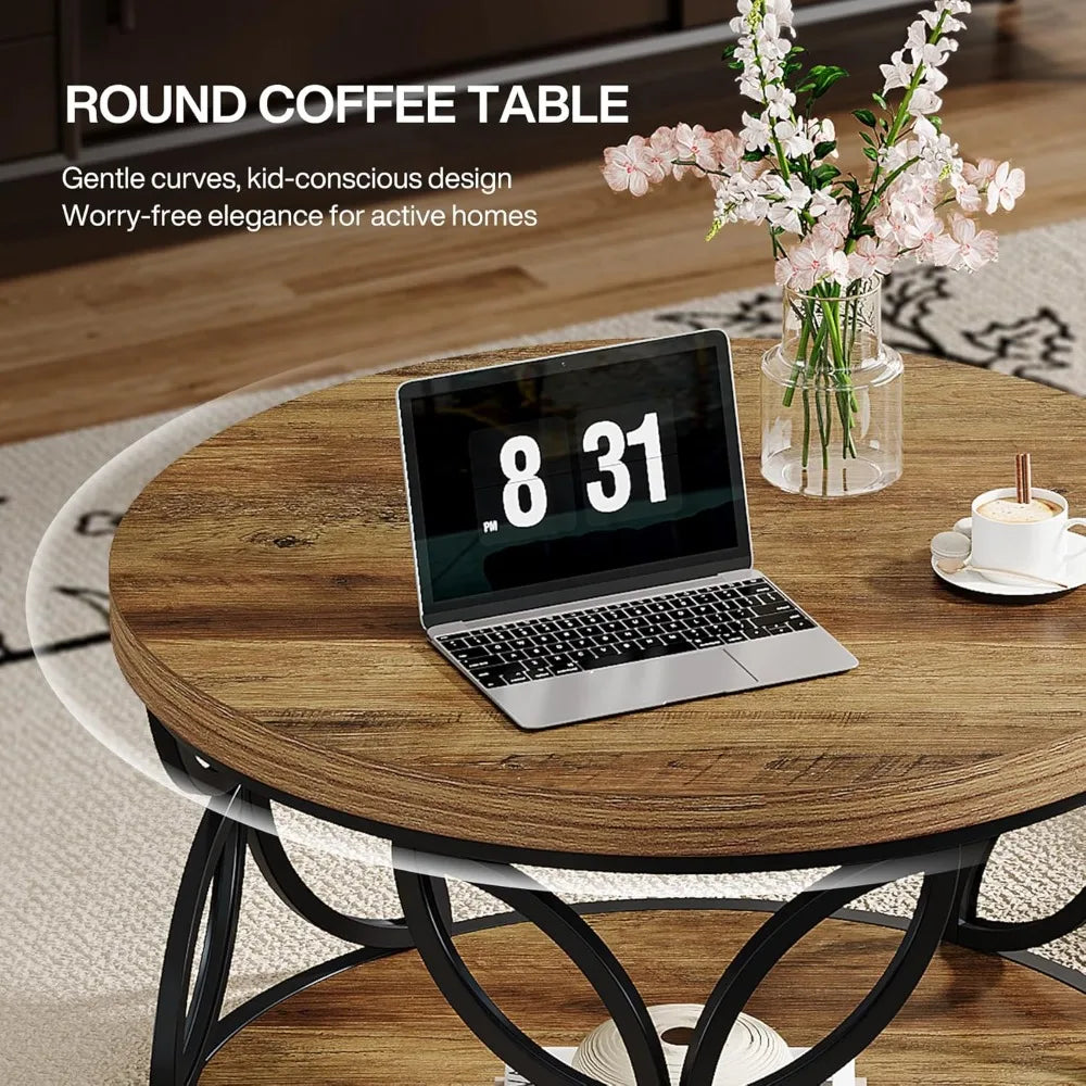 Round Coffee Table With Storage Living Room Center Table