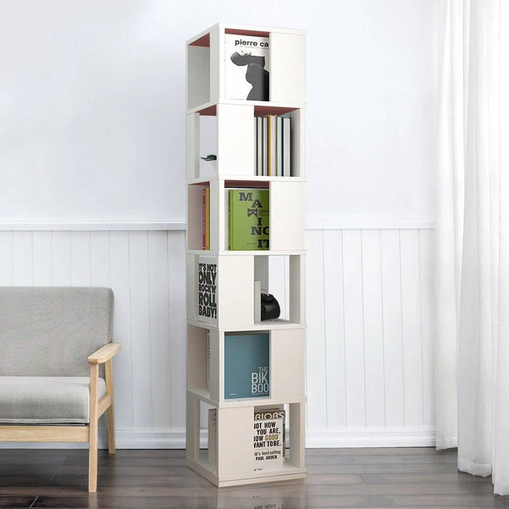 BonChoice Rotatable 6 Tier Slim Corner Bookcase Shelf