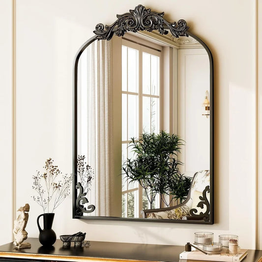 XMSJH Vintage Arched Decorative Mirror Baroque Wall