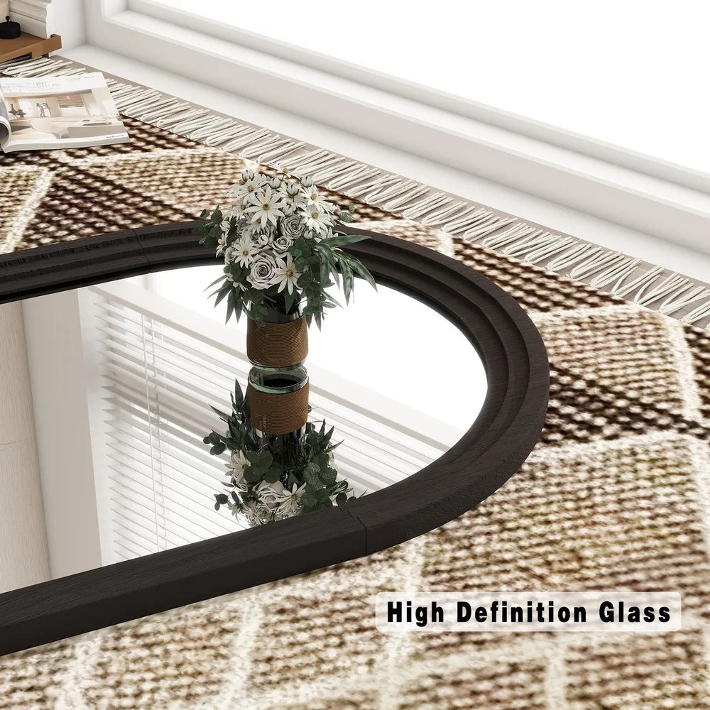 XMSJ Arched Wooden Framed Bathroom Mirror Rustic Charm