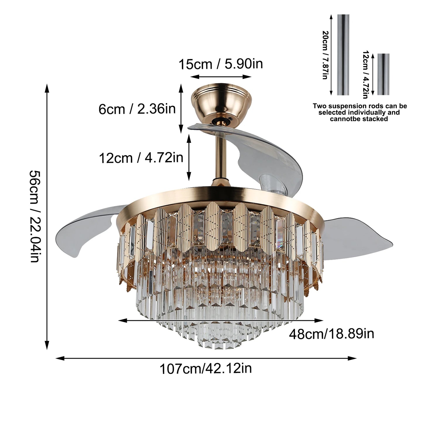 Vetrulus Modern Led Ceiling Fan With Remote And Light
