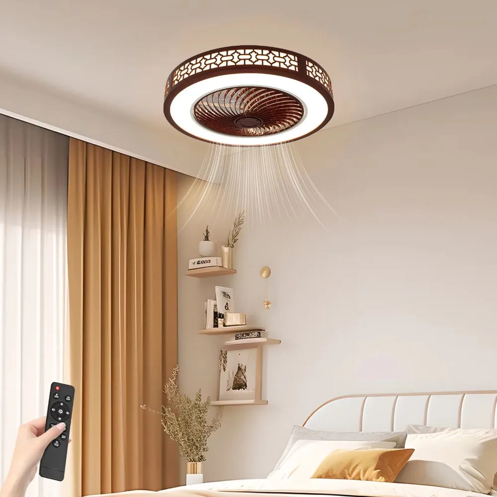 Bymaocar Ceiling Fan With Light Remote Control LED Lighting