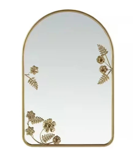 Adaline Arched Metal Floral Wall Mirror With Iron Frame
