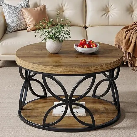 Round Coffee Table With Storage Living Room Center Table