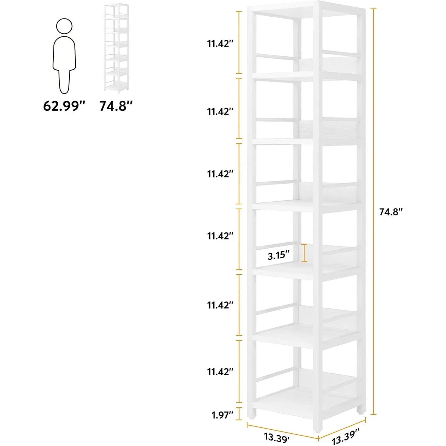 Little Tree Rustic Six Tier Corner Bookshelf Storage Rack